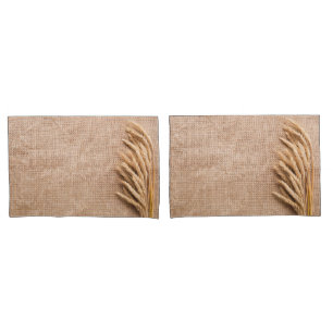 Personalized Pillow Cases Wheat on Burlap Sack Cou