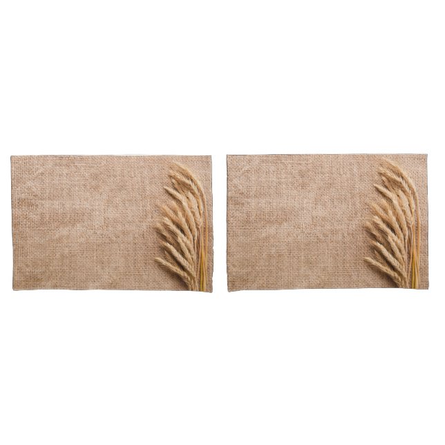 Personalized Pillow Cases Wheat on Burlap Sack Cou (Front-Set)