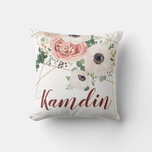 Personalized Pillow Geometric Garden Rose