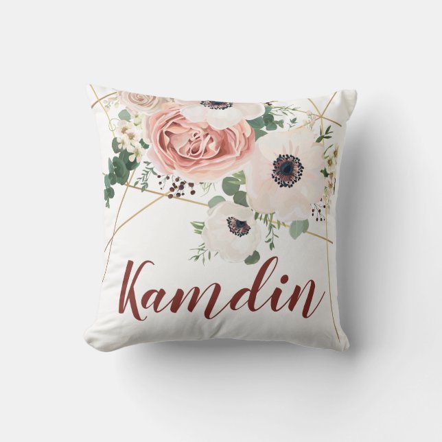Personalized Pillow Geometric Garden Rose (Front)
