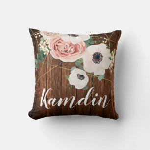 Personalized Pillow Geometric Garden Rose Barn Woo