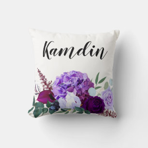Personalized Pillow Lavender Hibiscus on White