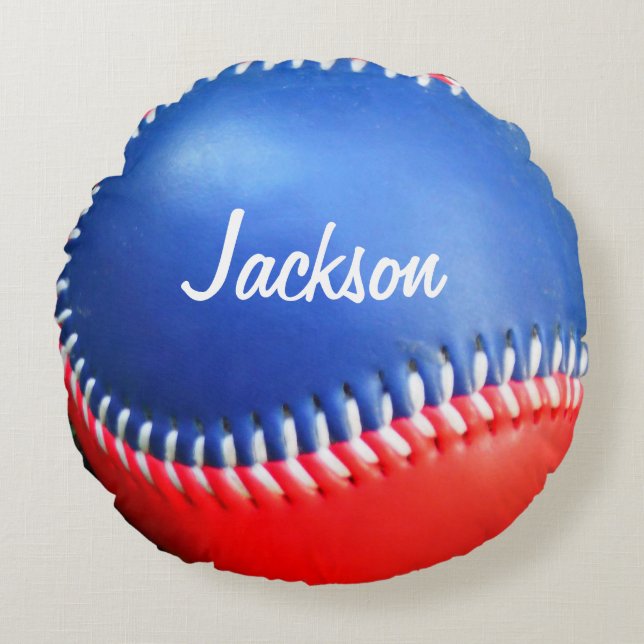 Personalized Pillow Red White  Blue Baseball (Front)