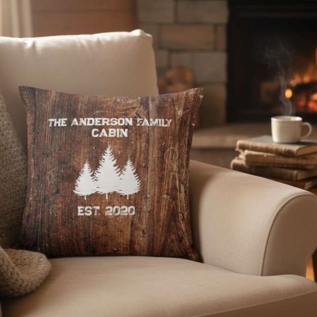 Personalized pillow rustic wood cabin (Creator Uploaded)