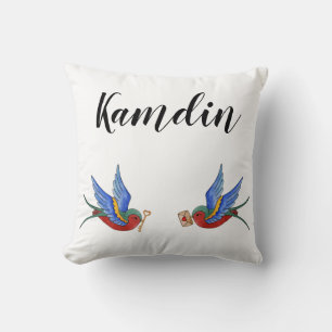 Personalized Pillow Traditional Bird Tattoo Sparro