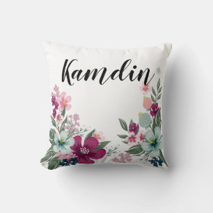 Personalized Pillow Tropical Flower on White