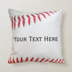 Personalized Pillow White Baseball red stitching