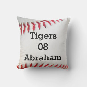 Personalized Pillow White Baseball red stitching