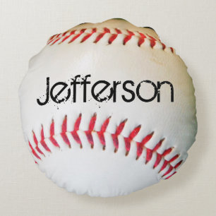 Personalized Pillow White Baseball red stitching