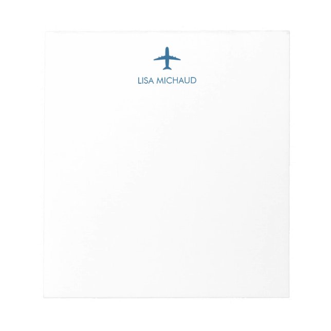 Personalized Pilot Modern Airplane Notepad (Front)