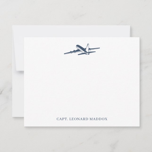Personalized Pilot Stationery Airplane Note Cards  (Front)