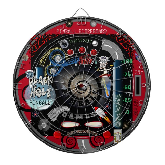 Personalized Pinball Black Hole Multi-Target Dartboard (Front)