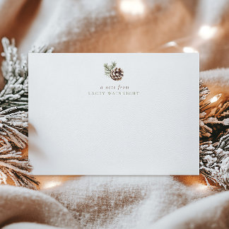 Personalized Pine Cone & Leaves Winter Woodland Card