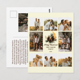 Personalized Pine Cones and Moon Christmas Design Postcard