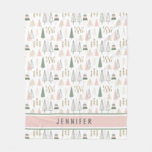 Personalized Pine Retreat Whimsical Fleece Blanket
