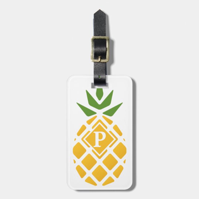 Personalized Pineapple | Editable White Background Luggage Tag (Front Vertical)