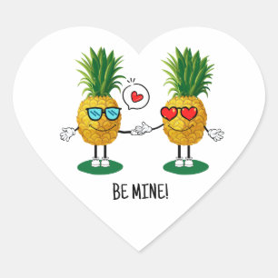 Personalized Pineapple Emoji Love Couple Heart Sticker