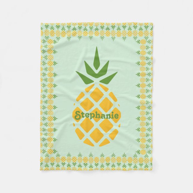Personalized Pineapple Fleece Blanket (Front)