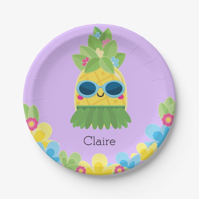 Personalized Pineapple Girls Ms Onederful First Pa Paper Plate (Front)