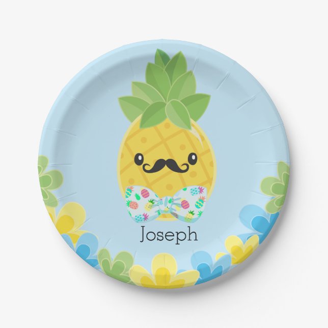 Personalized Pineapple Little Mister Boys   Paper Plate (Front)