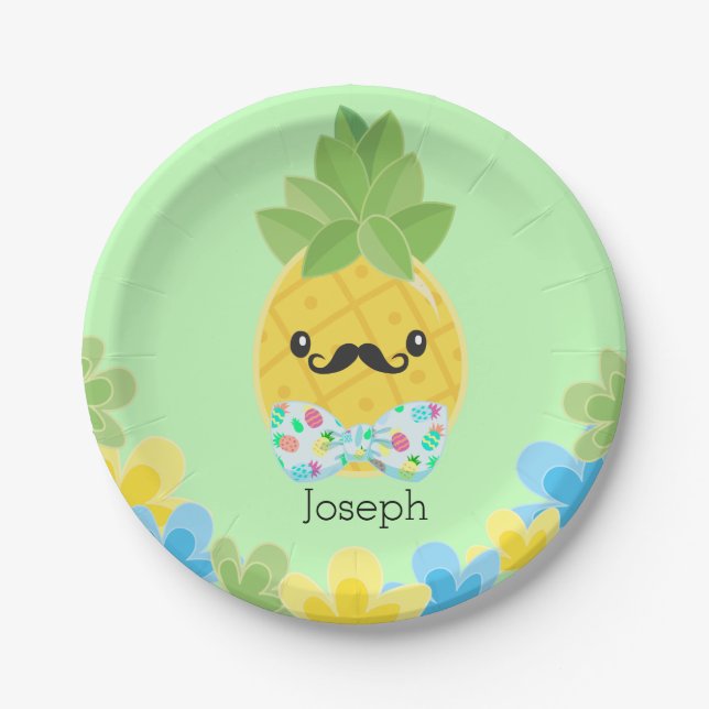 Personalized Pineapple Little Mister Boys   Paper Plate (Front)