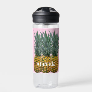Personalized Pineapple on Pastel Pink  Water Bottle