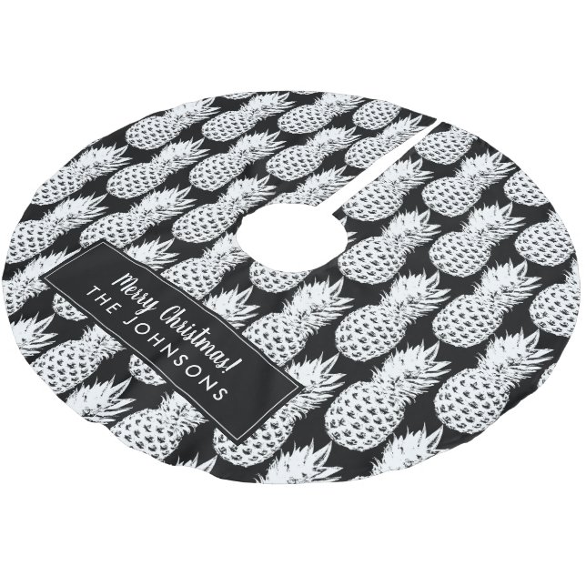 Personalized pineapple pattern Christmas Holiday Brushed Polyester Tree Skirt (Angled)