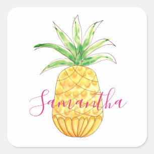 Personalized Pineapple Square Sticker