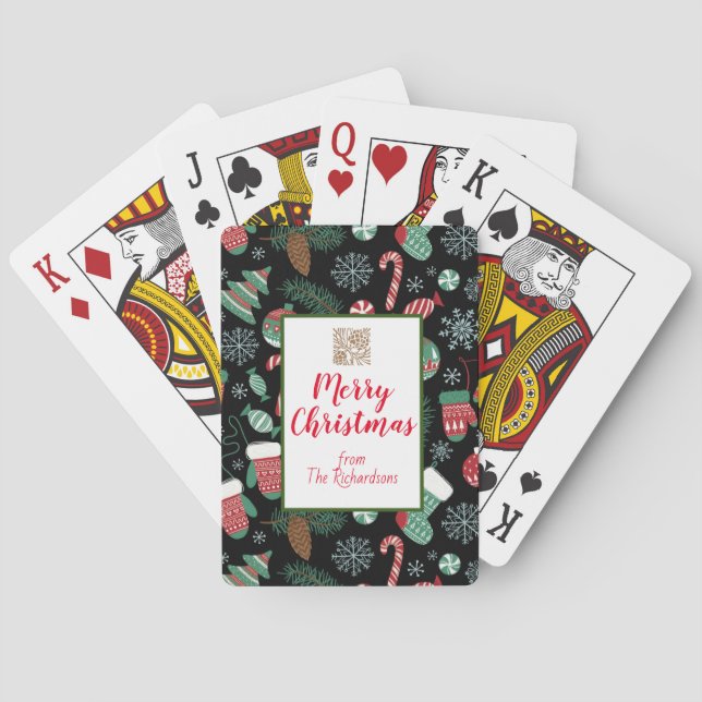 Personalized Pinecones, Candy Canes Mittens Trees Playing Cards (Back)
