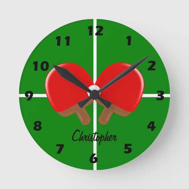 Personalized Ping Pong Round Clock (Front)