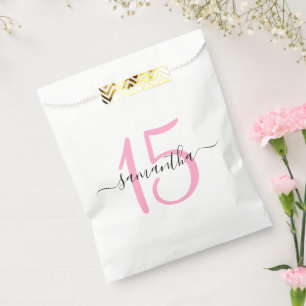 Personalized Pink 15th Birthday Favour Bag