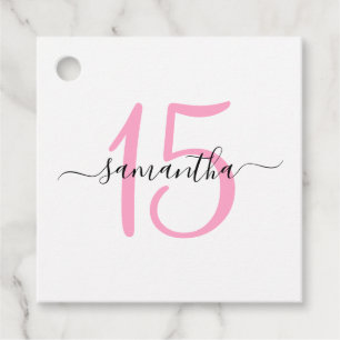 Personalized Pink 15th Birthday Favour Tags