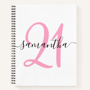 Personalized Pink 21st Birthday Guestbook Notebook