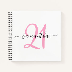 Personalized Pink 21st Birthday Guestbook Notebook