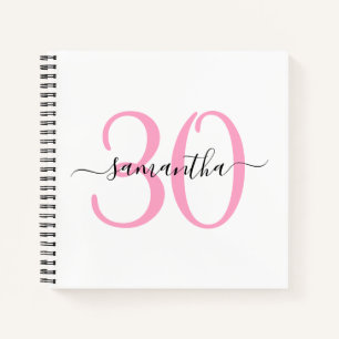 Personalized Pink 30th Birthday Guestbook Notebook