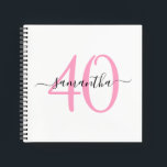 Personalized Pink 40th Birthday Guestbook Notebook<br><div class="desc">Minimalist pink 40 blank square notebook that can be used as a guestbook on her special fortieth birthday.
With some customization,  you will be able to ungroup the numbers to match another milestone birthday. 
Create your own girly name and birthday notebook.</div>