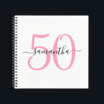 Personalized Pink 50th Birthday Guestbook Notebook<br><div class="desc">Minimalist pink 50 blank square notebook that can be used as a guestbook on her special fiftieth birthday.
With some customization,  you will be able to ungroup the numbers to match another milestone birthday. 
Create your own girly name and birthday notebook.</div>