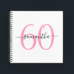 Personalized Pink 60th Birthday Guestbook Notebook<br><div class="desc">Minimalist pink 60 blank square notebook that can be used as a guestbook on her special sixtieth birthday.
With some customization,  you will be able to ungroup the numbers to match another milestone birthday. 
Create your own girly name and birthday notebook.</div>