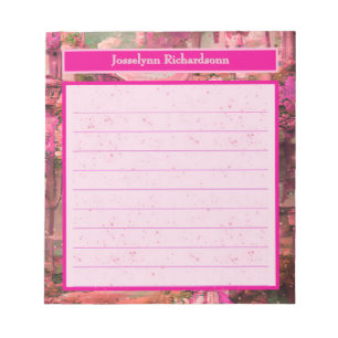 Personalized Pink Abstract Forest World Notepad