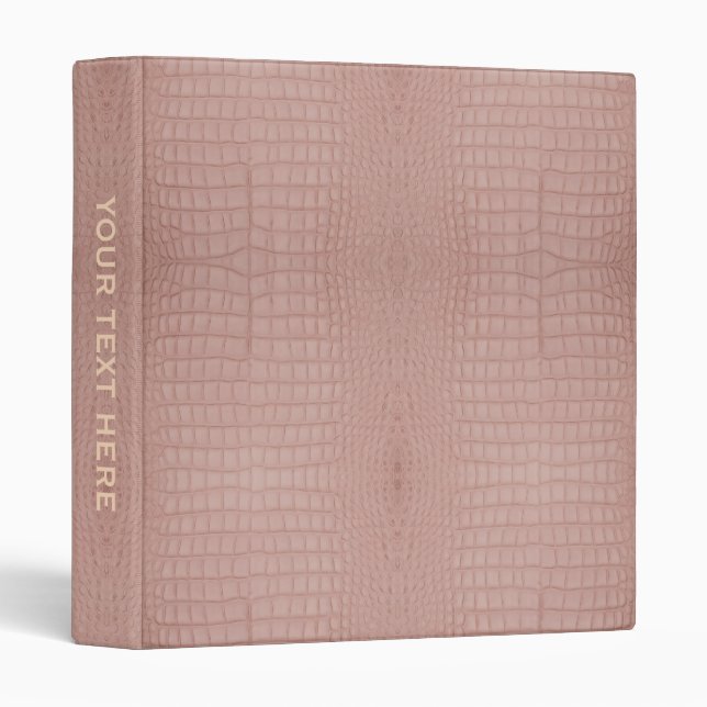 Personalized Pink Alligator Texture Print Binder (Front/Spine)