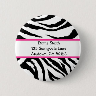Personalized Pink and Black Zebra Pin