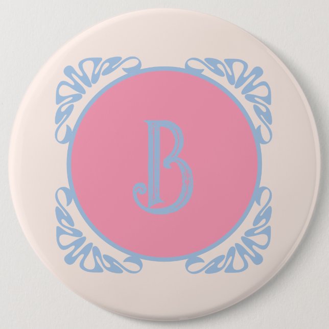 Personalized pink and blue  6 inch round button (Front)