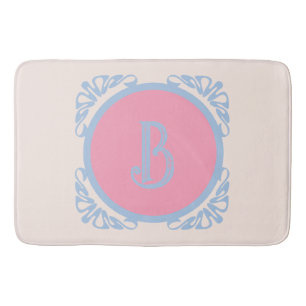 Personalized pink and blue  bath mat