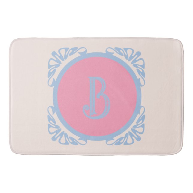 Personalized pink and blue  bath mat (Front)