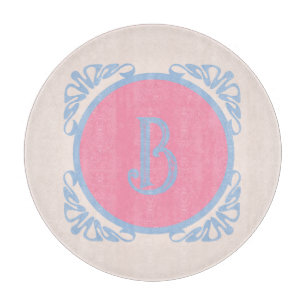 Personalized pink and blue  cutting board