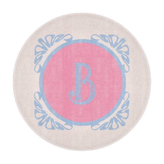 Personalized pink and blue  cutting board (Front)