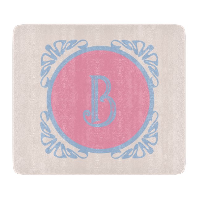 Personalized pink and blue  cutting board (Front)