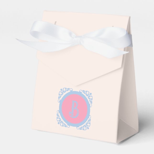 Personalized pink and blue  favor box (Front Side)