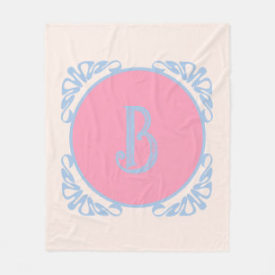 Personalized pink and blue fleece blanket