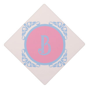 Personalized pink and blue graduation cap topper